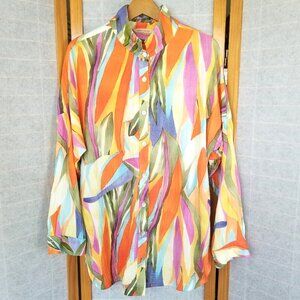 Soft Surroundings Top Peregrine Gauze Cotton Tunic Long Sleeve Button Down Large